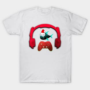 Christmas Monster Fish Gaming Music Headphones - Christmas Holiday Gift T-Shirt